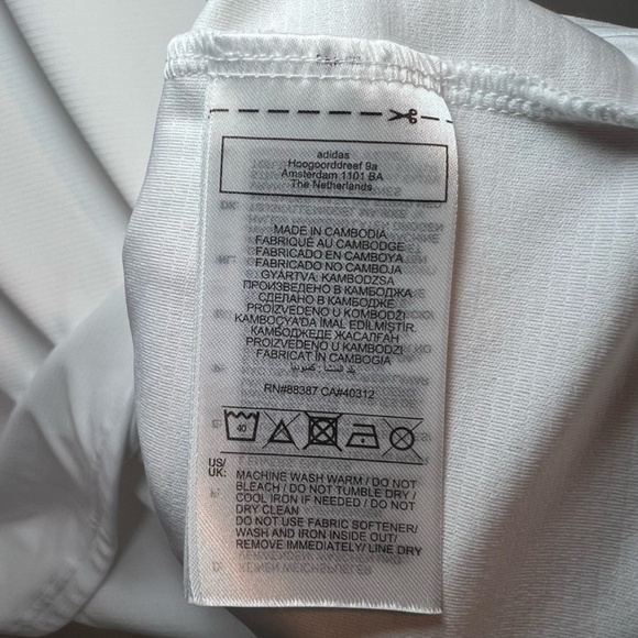 Adidas Womens Primegreen V-Neck Shirt White Base Layer Long Sleeve Stretch Large - Picture 11 of 11